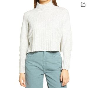 Topshop ribbed soft cropped mock neck sweater